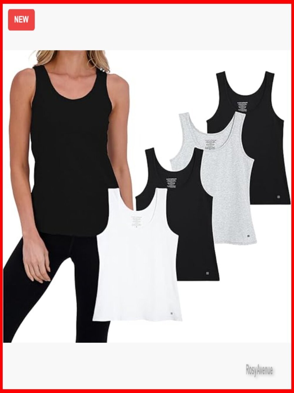 4 Pack Stretch Cotton Scoop Neck Tank Tops, Sleeveless Layering Essential